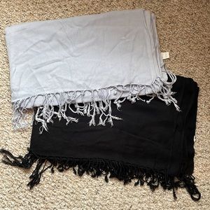 Large Fringe Shaws Bundle of 2 (Blue & Black)